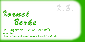 kornel berke business card